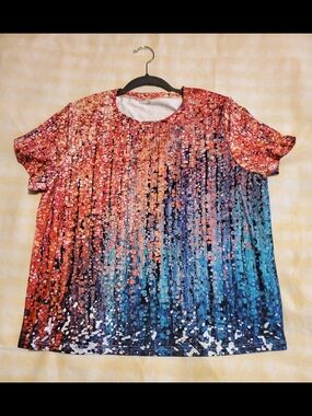 Women’s Ombre Mosaic Short Sleeve Tee - Multicolor